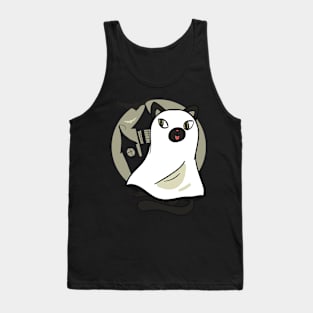 Sweet cat disguised as ghost Tank Top